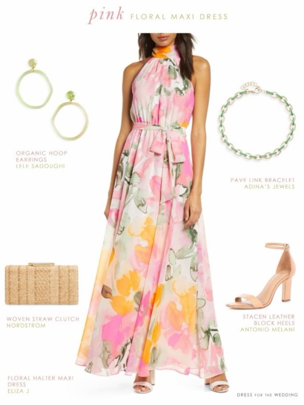 Eliza J Pink & Orange Floral Halter Maxi Dress Size 8 - Picture 5 of 5